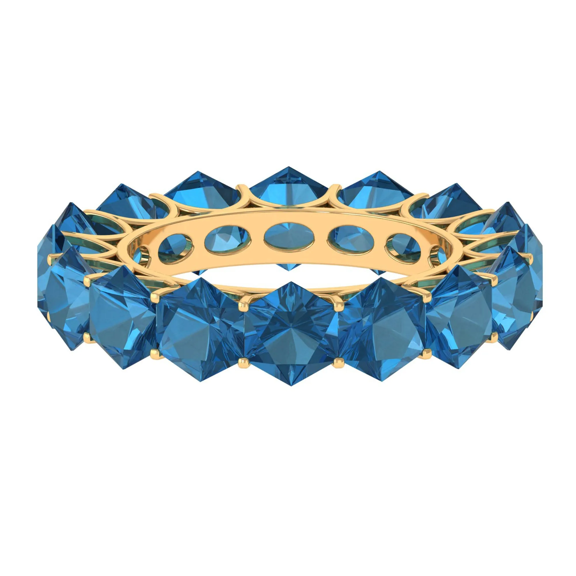 Hexagon Cut London Blue Topaz Eternity Band Ring