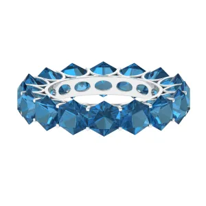 Hexagon Cut London Blue Topaz Eternity Band Ring