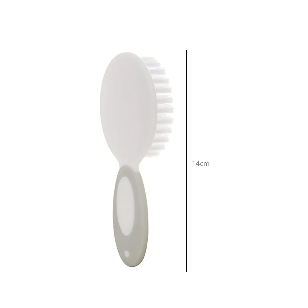 HOPOP Soft Bristle Comb & Brush Set For Babies - White & Grey 0m 