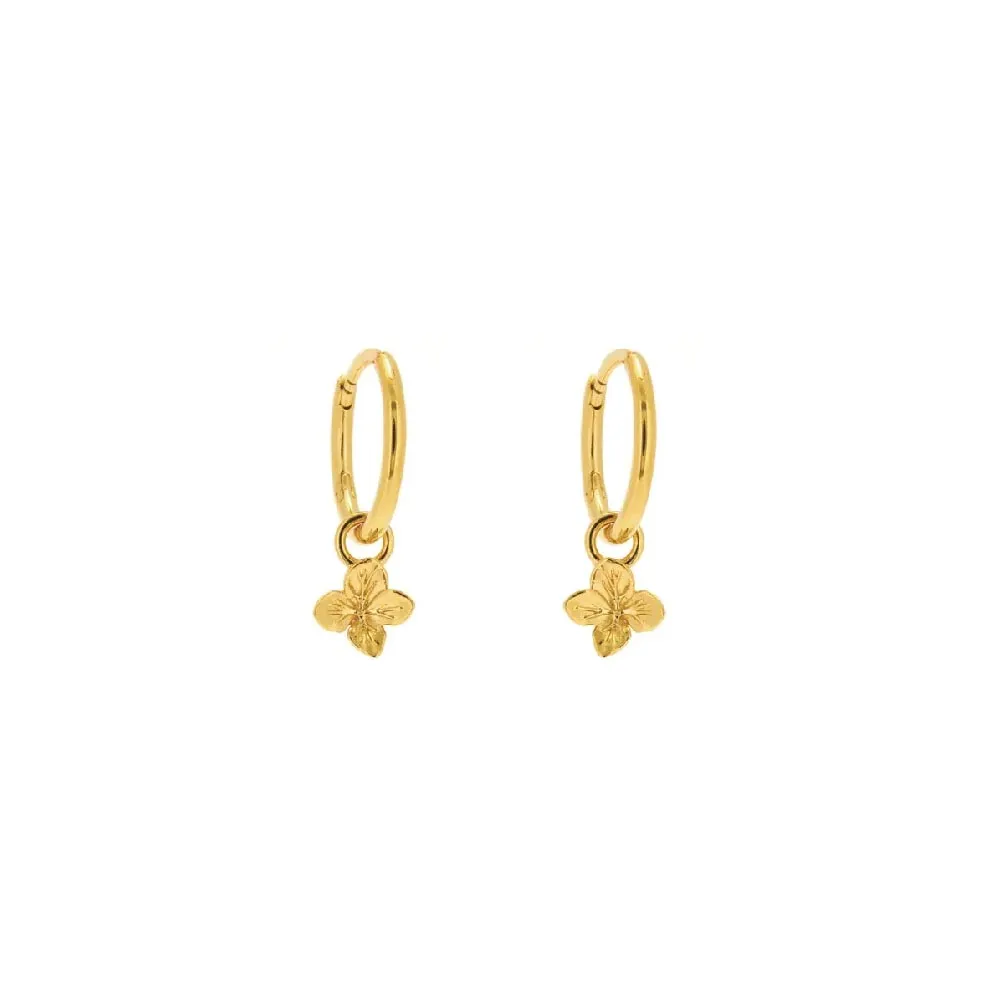 Hydrangea Huggie Hoop Earrings - Gold