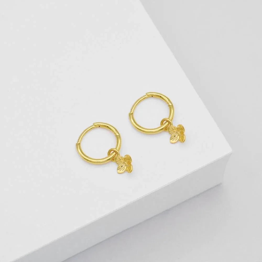 Hydrangea Huggie Hoop Earrings - Gold