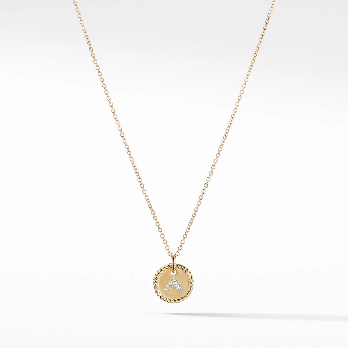 Initial Charm Necklace with Diamonds in Gold on Chain