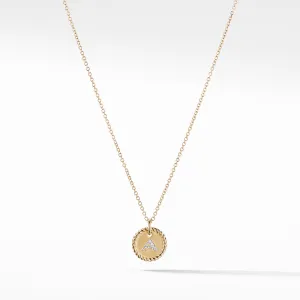 Initial Charm Necklace with Diamonds in Gold on Chain