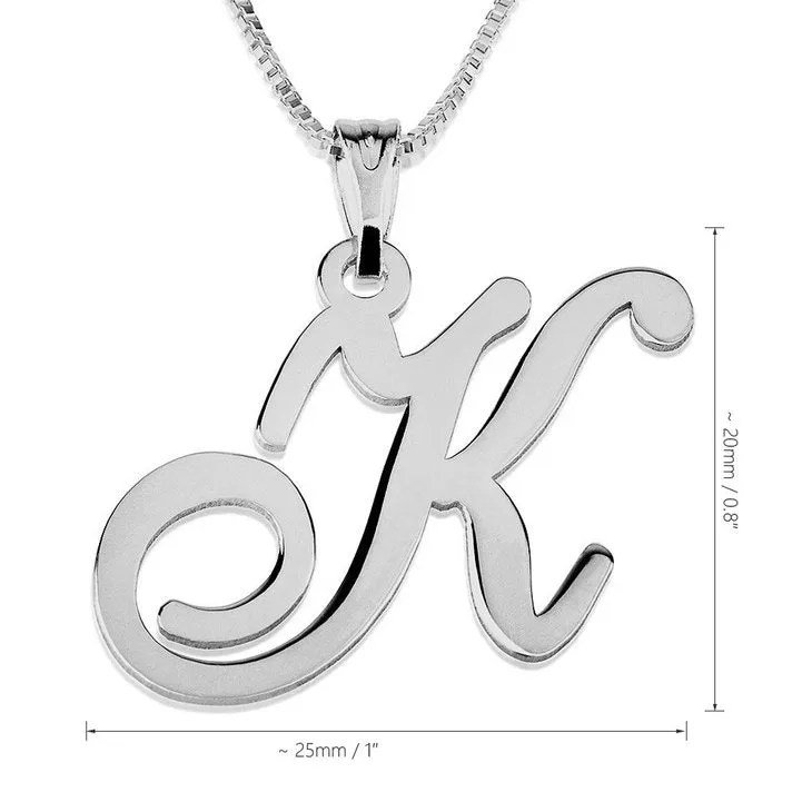 Initial Pendant Necklace 14k White Gold