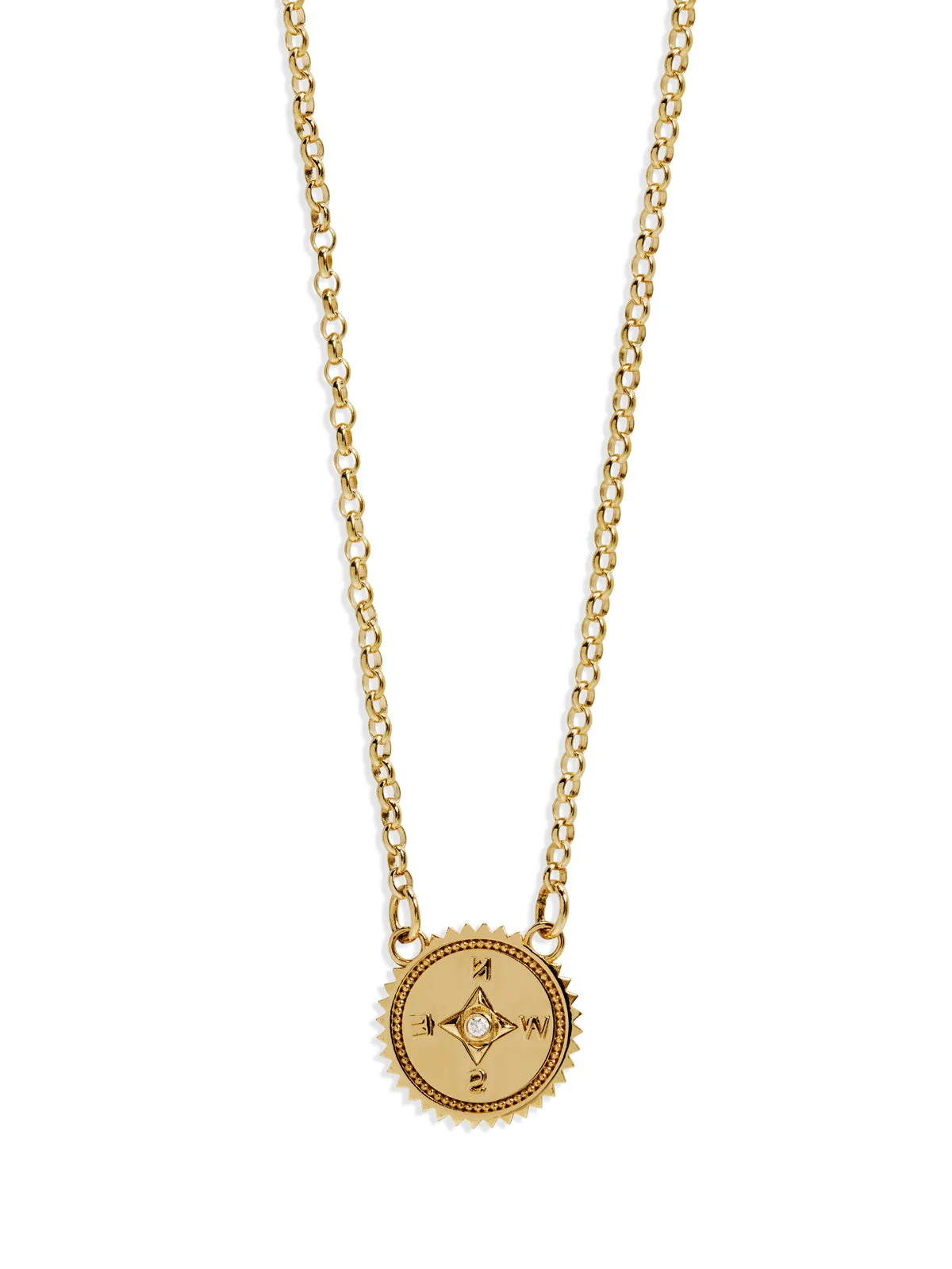 Internal Compass Yellow Gold Stationary Necklace