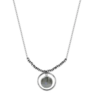 J & I Iridescent Labradorite Coin Necklace