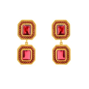 Jenny Earrings Red Quartz & Burgundy Red Jade