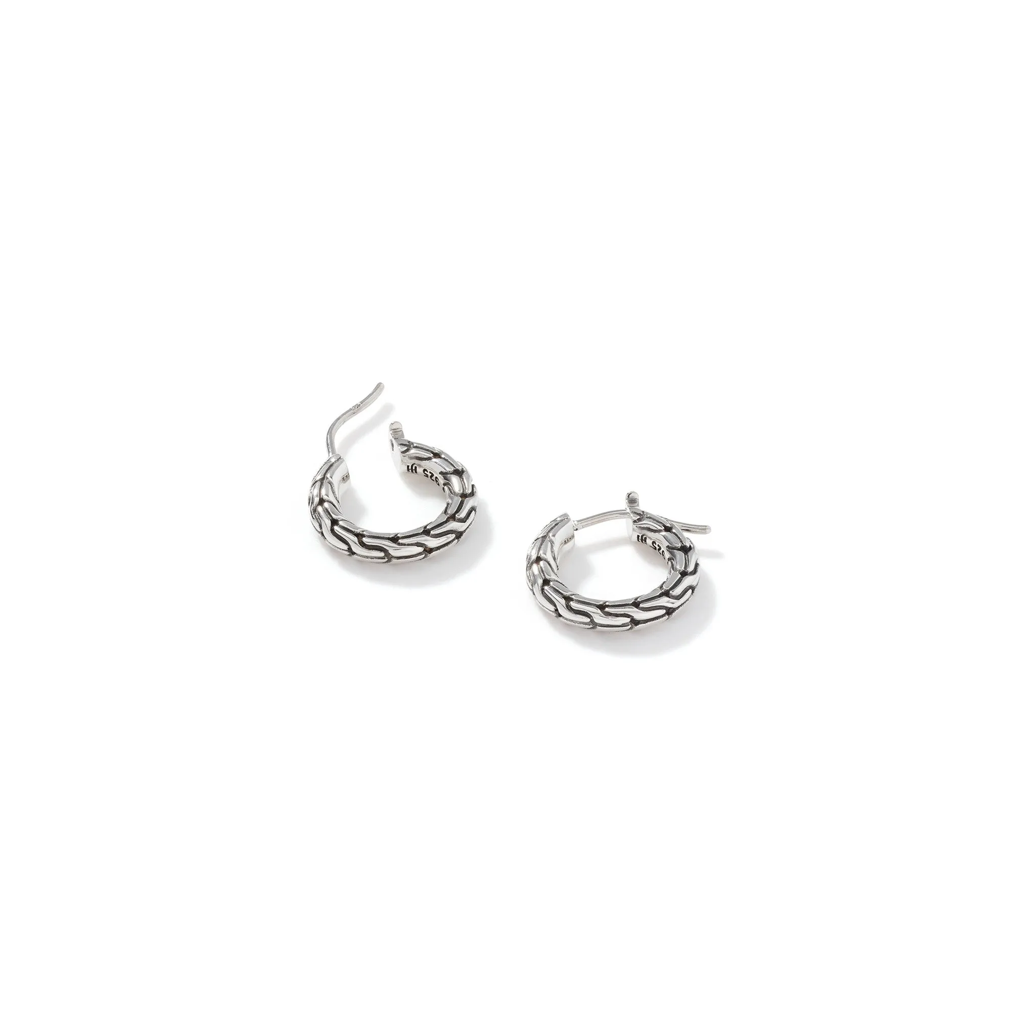 JOHN HARDY STERLING SILVER 10MM CHAIN HOOP EARRINGS