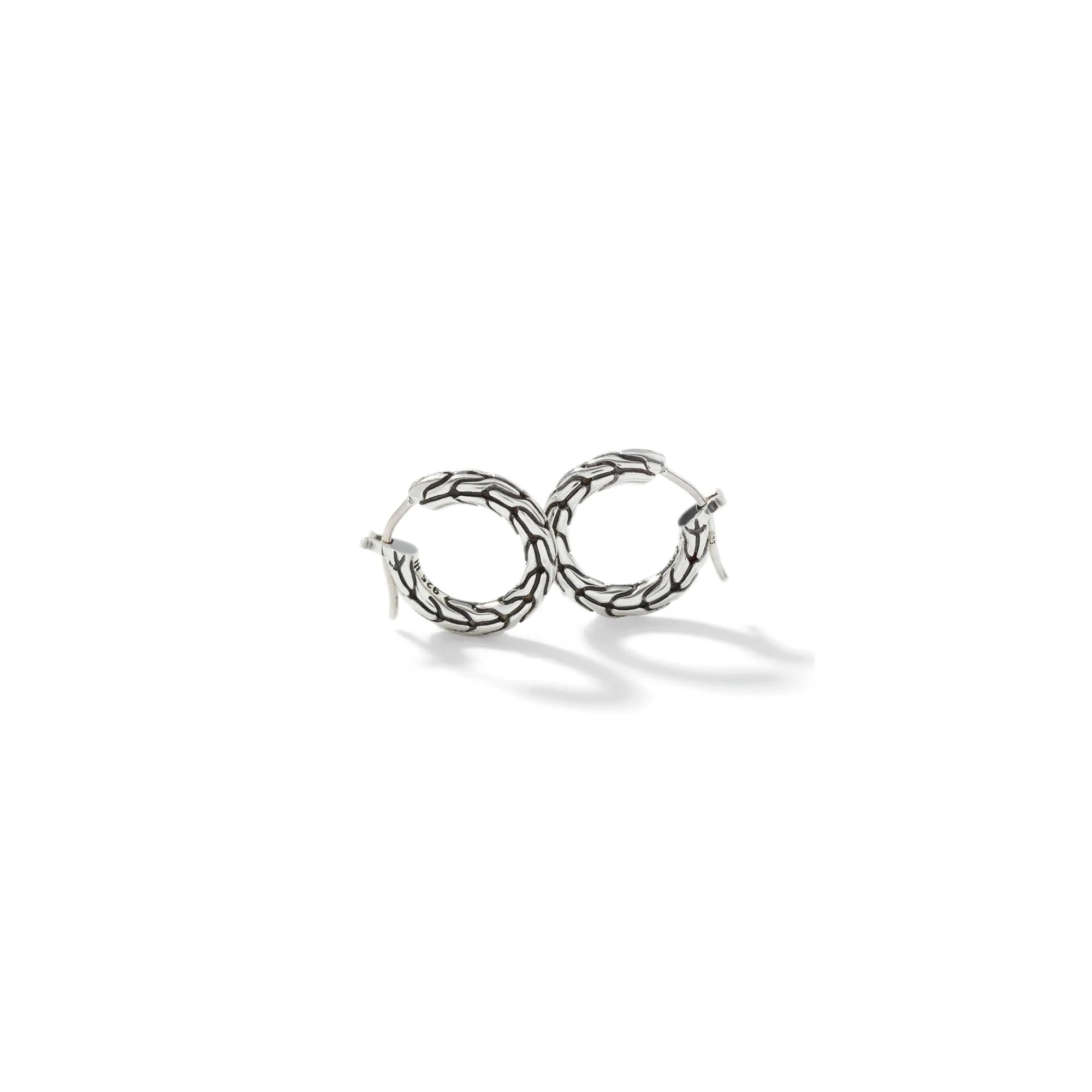 JOHN HARDY STERLING SILVER 10MM CHAIN HOOP EARRINGS