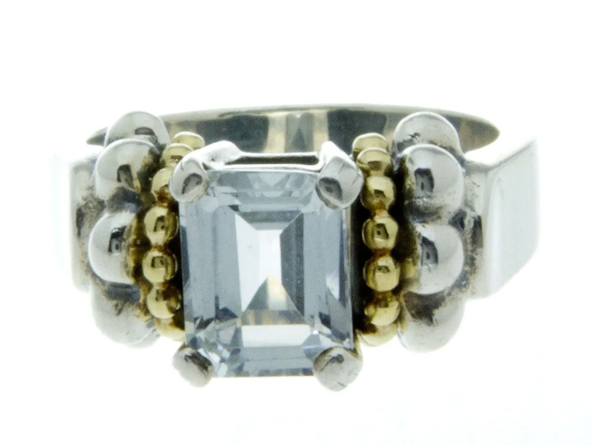 Lagos Signature Caviar White Topaz Ring