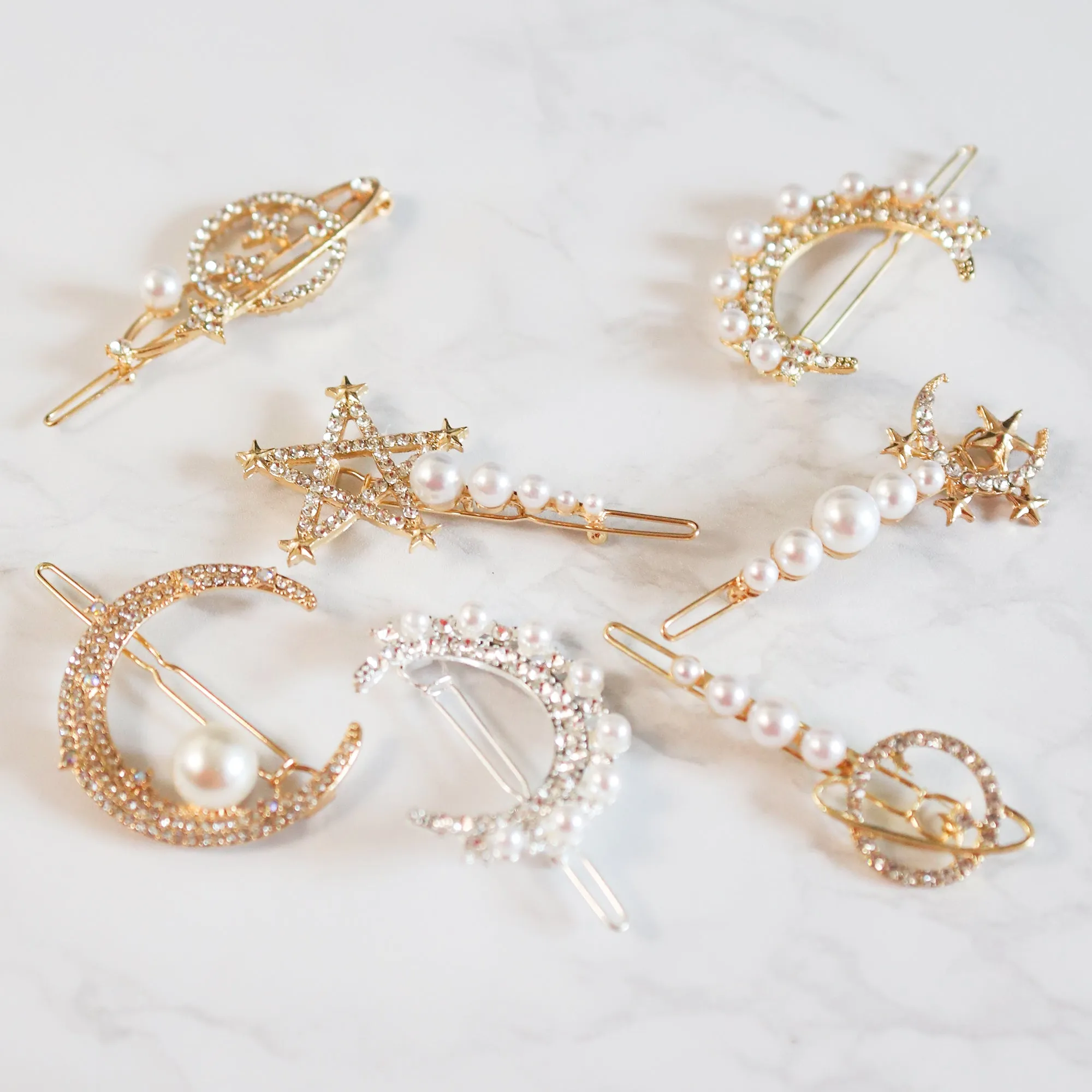 Lana Moon Pearl Hair Clip | Gold