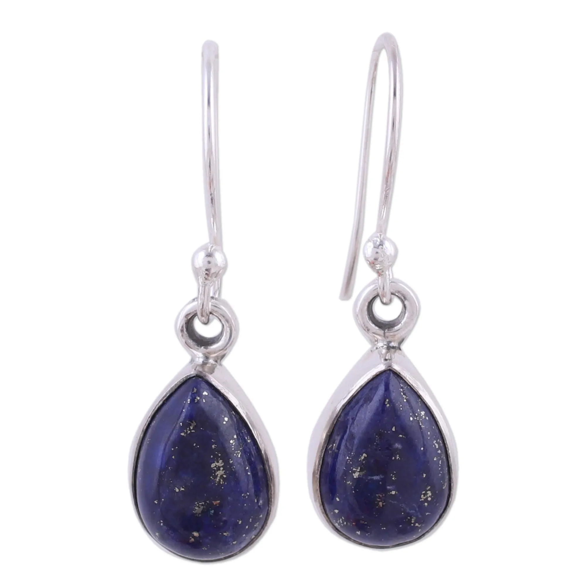 Lapis Lazuli and Sterling Silver Hook Earrings from India - Be True | NOVICA