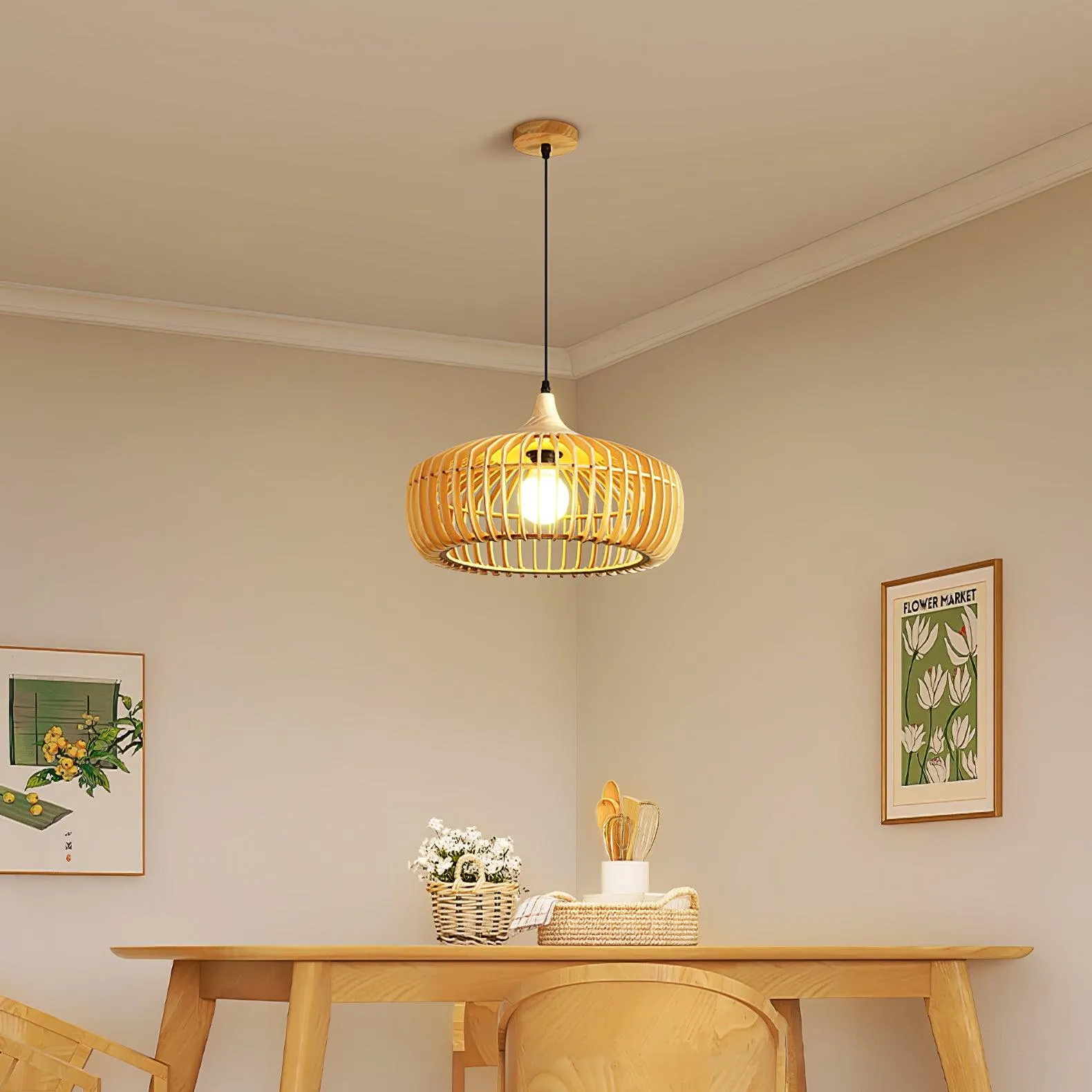 Lattice Nest Wooden Pendant Lamp