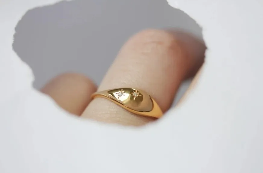 Little Gold Starry Dome Ring