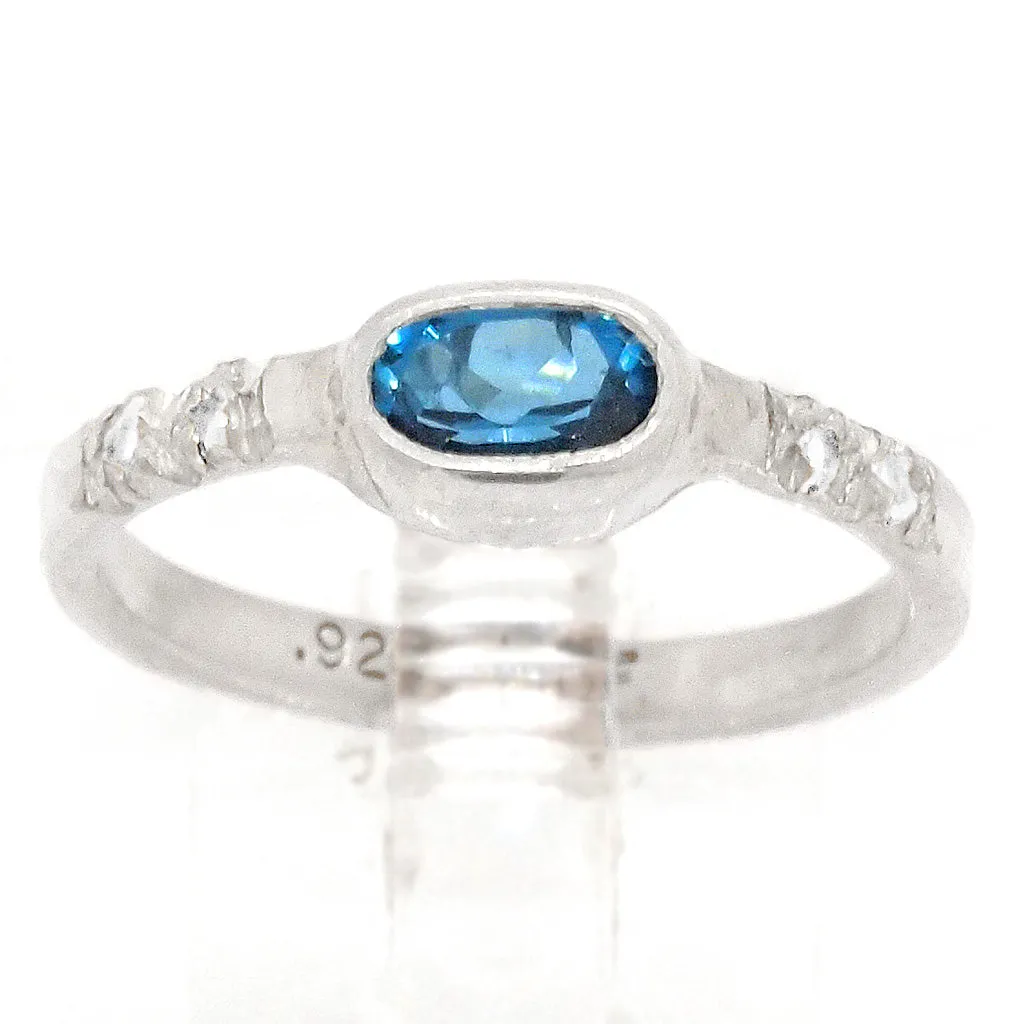 London Blue Topaz & Zircon Ring (size 8)