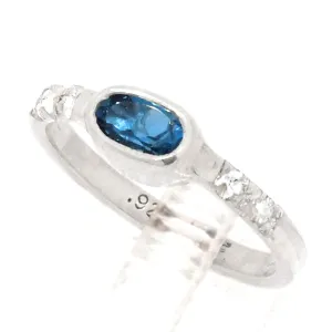 London Blue Topaz & Zircon Ring (size 8)