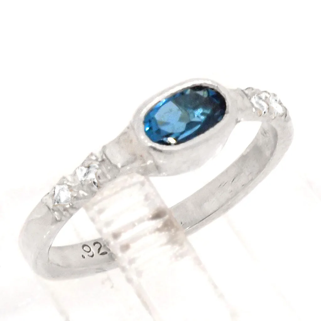 London Blue Topaz & Zircon Ring (size 8)