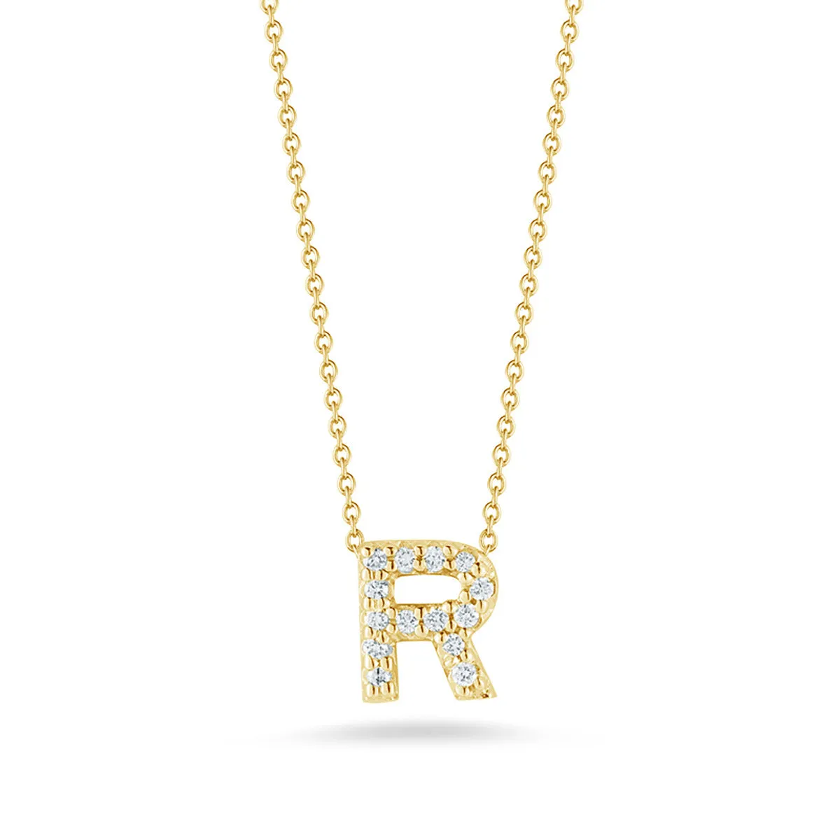 Love Letter Diamond Initial R Necklace in Yellow Gold