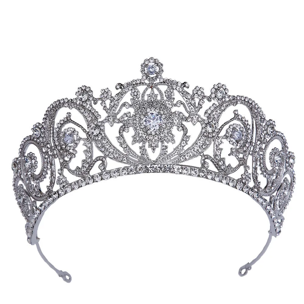 Luxury Elegant Princess Queen Silver Color Crown Tiara Bridal Crown-Wedding Hair Jewelry