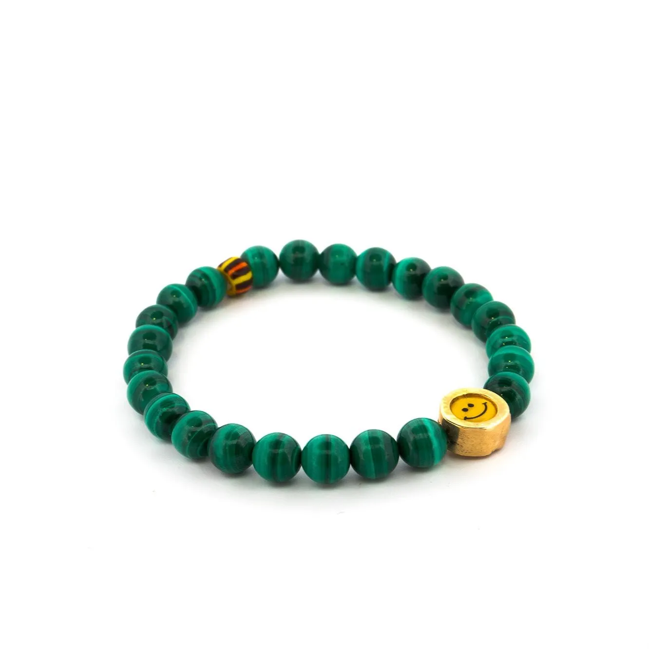 Malachite bracelet with Gold 14K Smiley