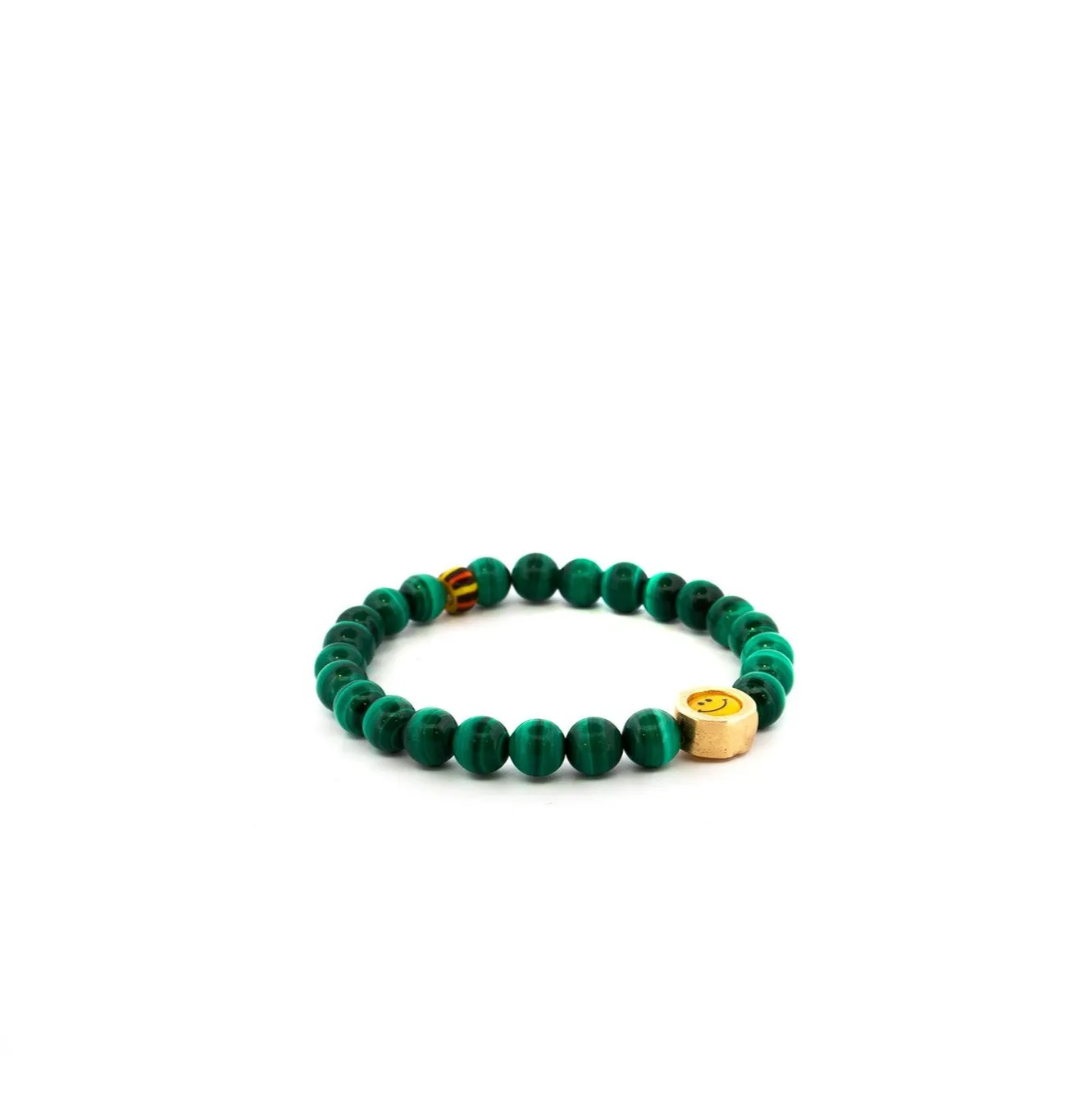 Malachite bracelet with Gold 14K Smiley