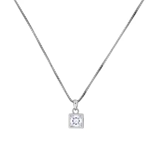 Medium Princess Cut Cubic Zirconia Pendant with a Rub-over Setting