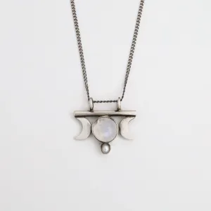 Moon Goddess Amulet with Moonstone & Pearl Necklace