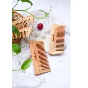 Neem Detangle Comb | Pack of 2 | Wide-toothed Tip | Makes Detangling of Hair Easy | Use on wet hairs