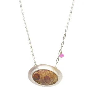 NEW! Coral Fossil with Pink Sapphire Necklace by Rina Young