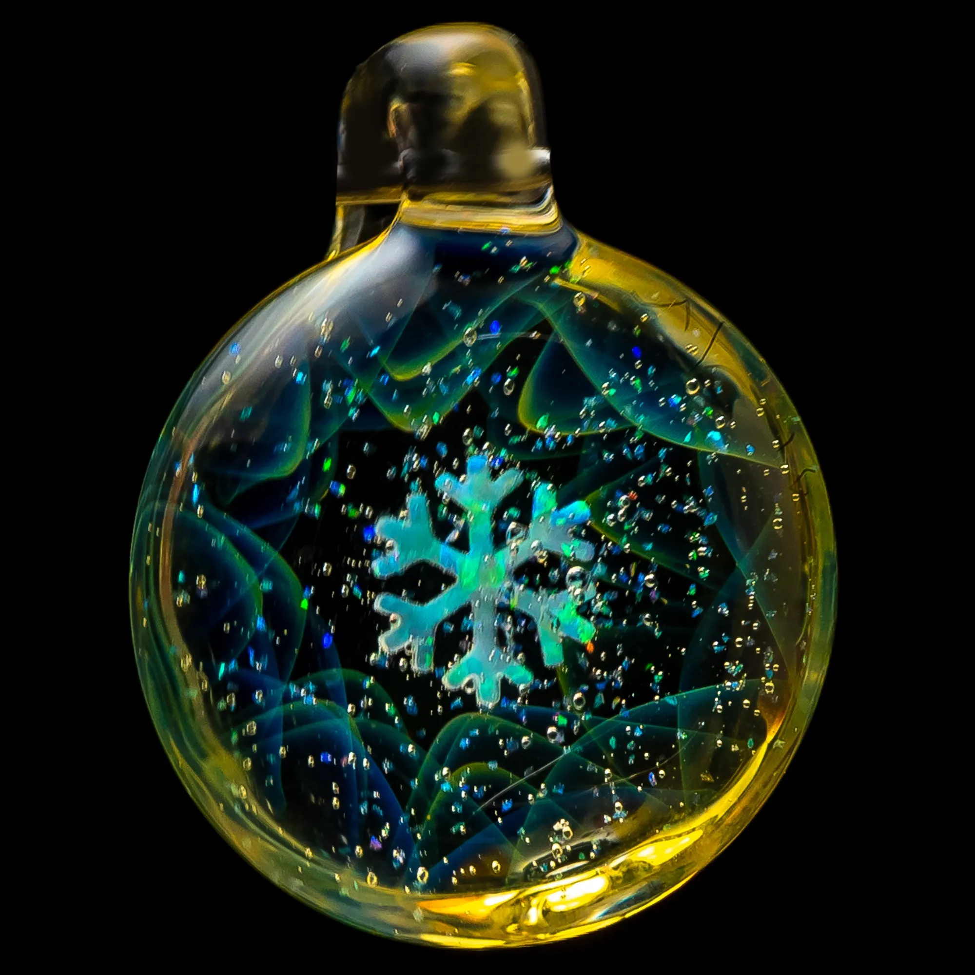 Northern Lights - Fume w/ Crushed Opal Pendant - Snow Flake