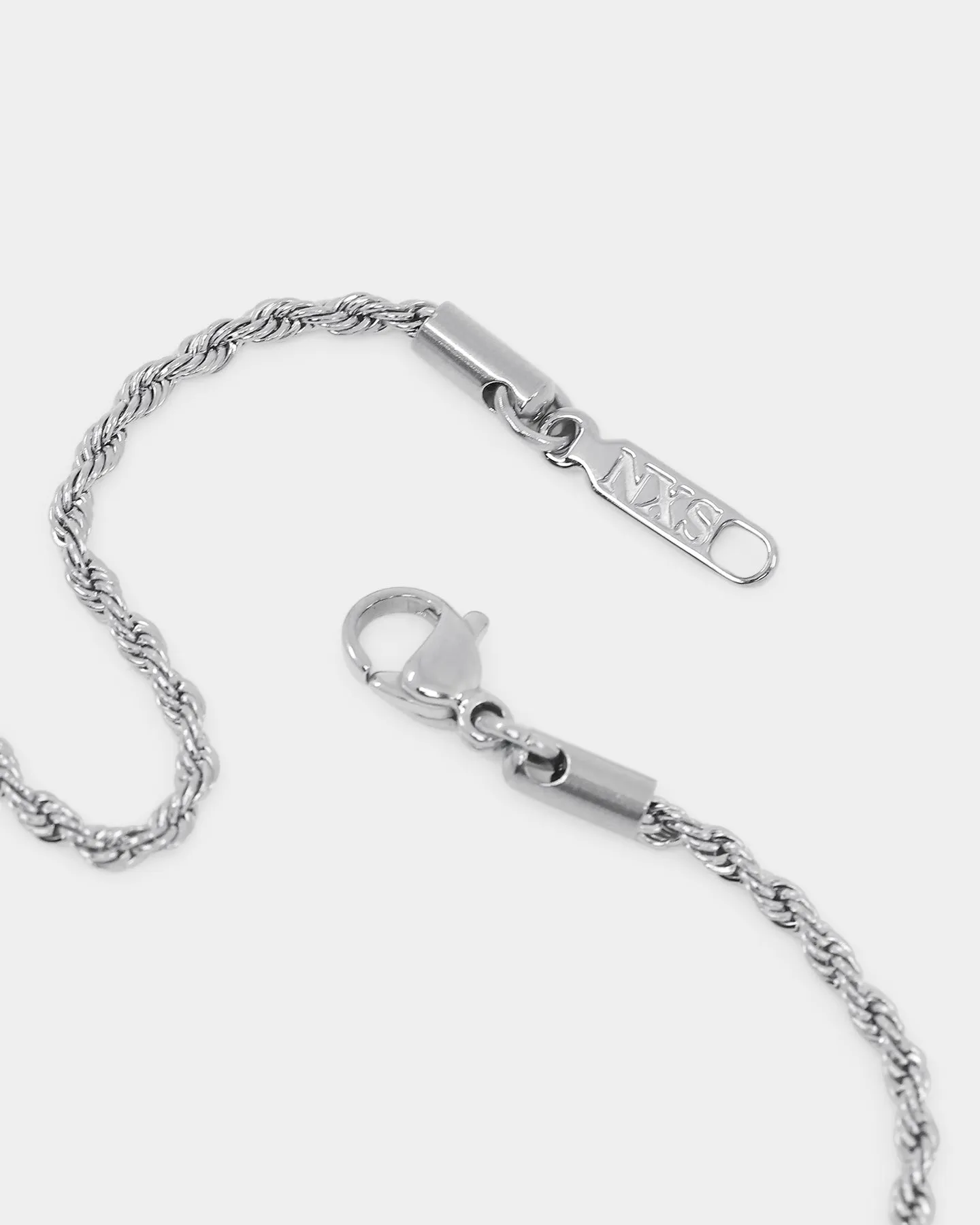 NXS Rectangle Stone Pendant Chain White Gold/Black