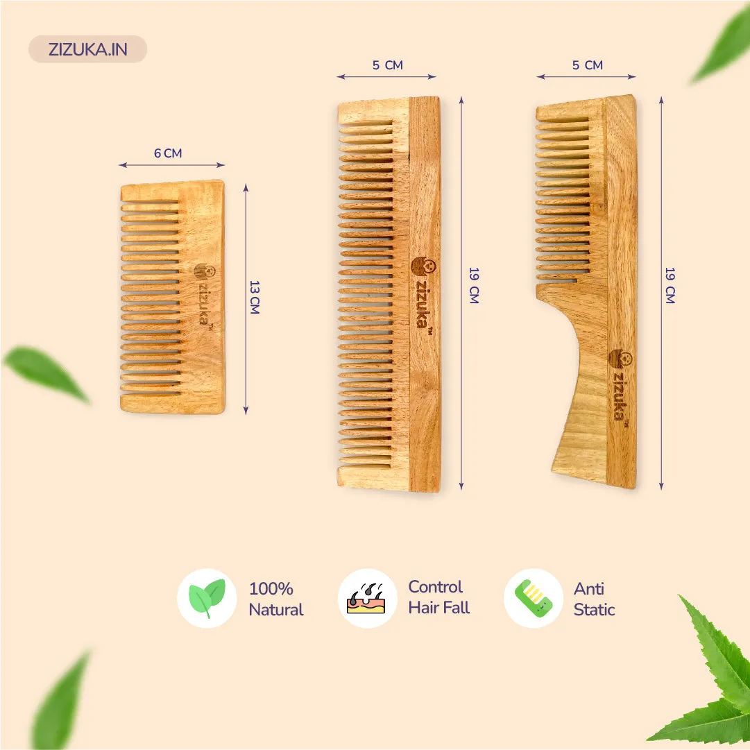 Oil Treated Neem Comb -Fine Tooth, Natural Detangling, Anti-Static