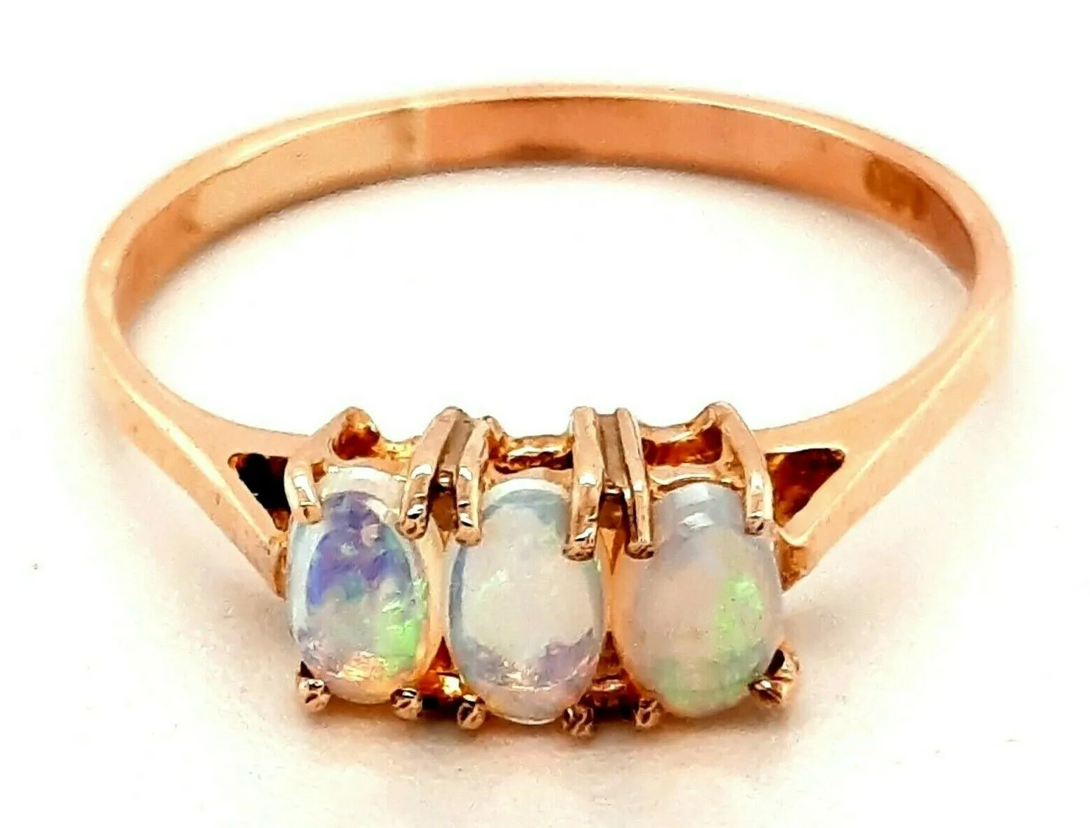 Opal & 9ct Yellow Gold Ring White Crystal Opal Fine Jewellery Size O