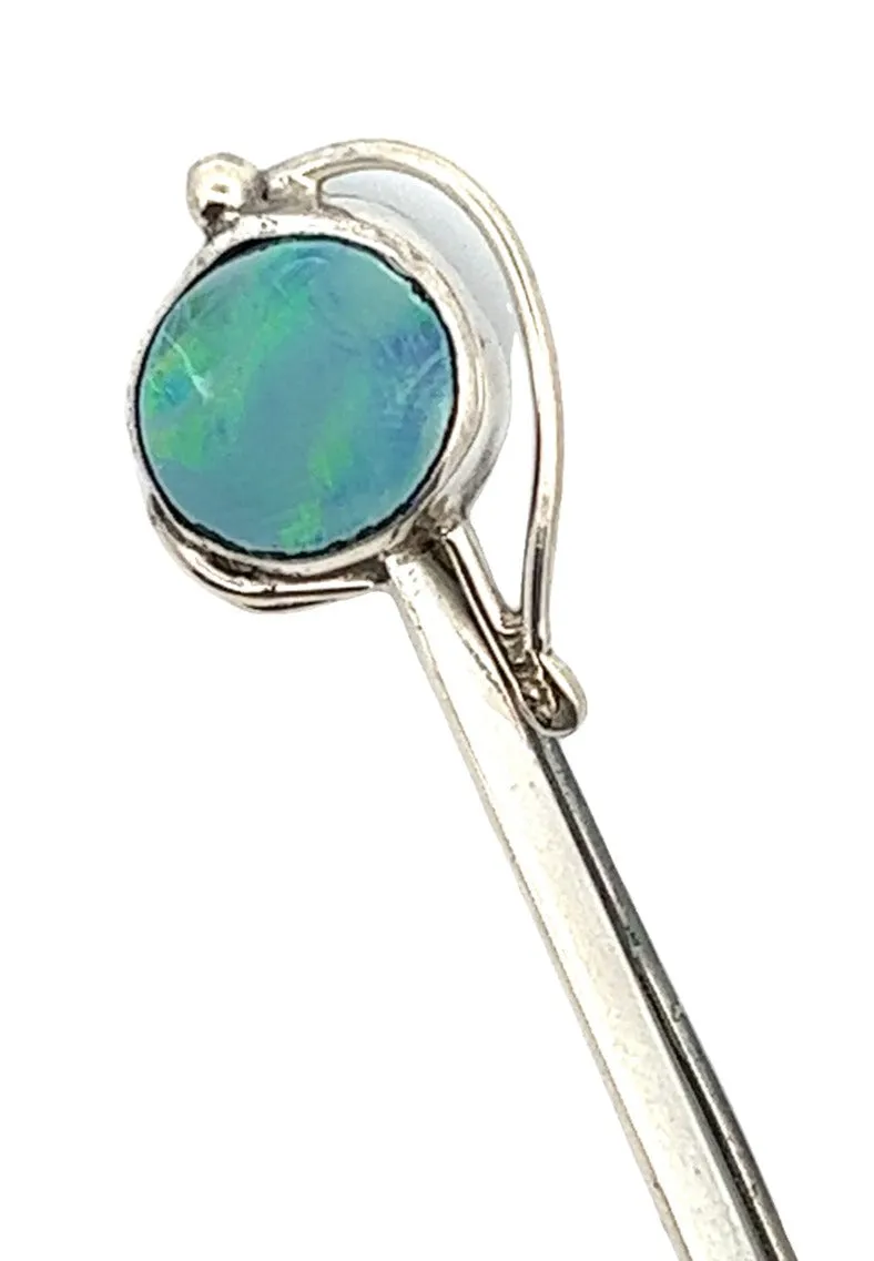 Opal and Sterling Silver Brooch