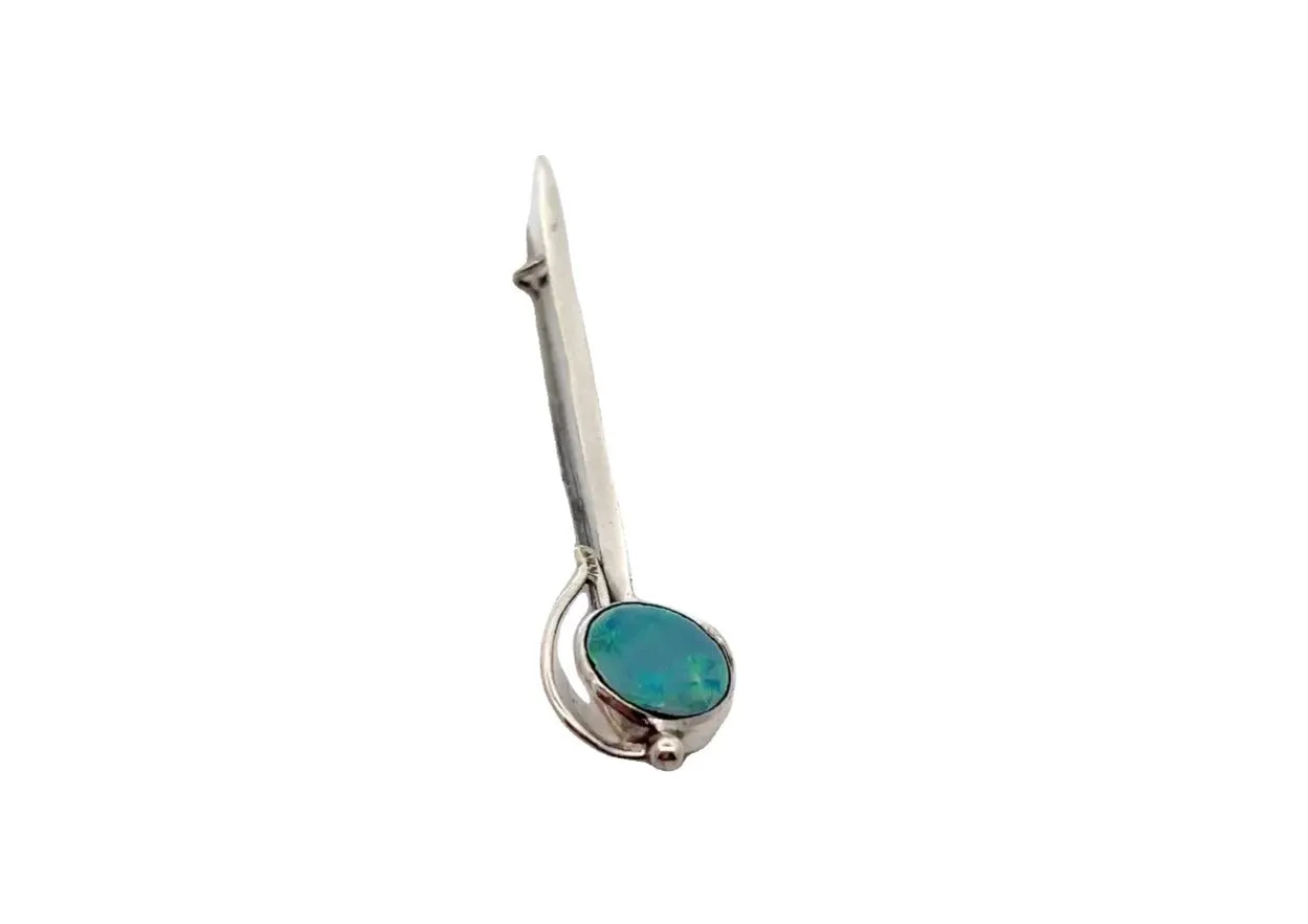 Opal and Sterling Silver Brooch