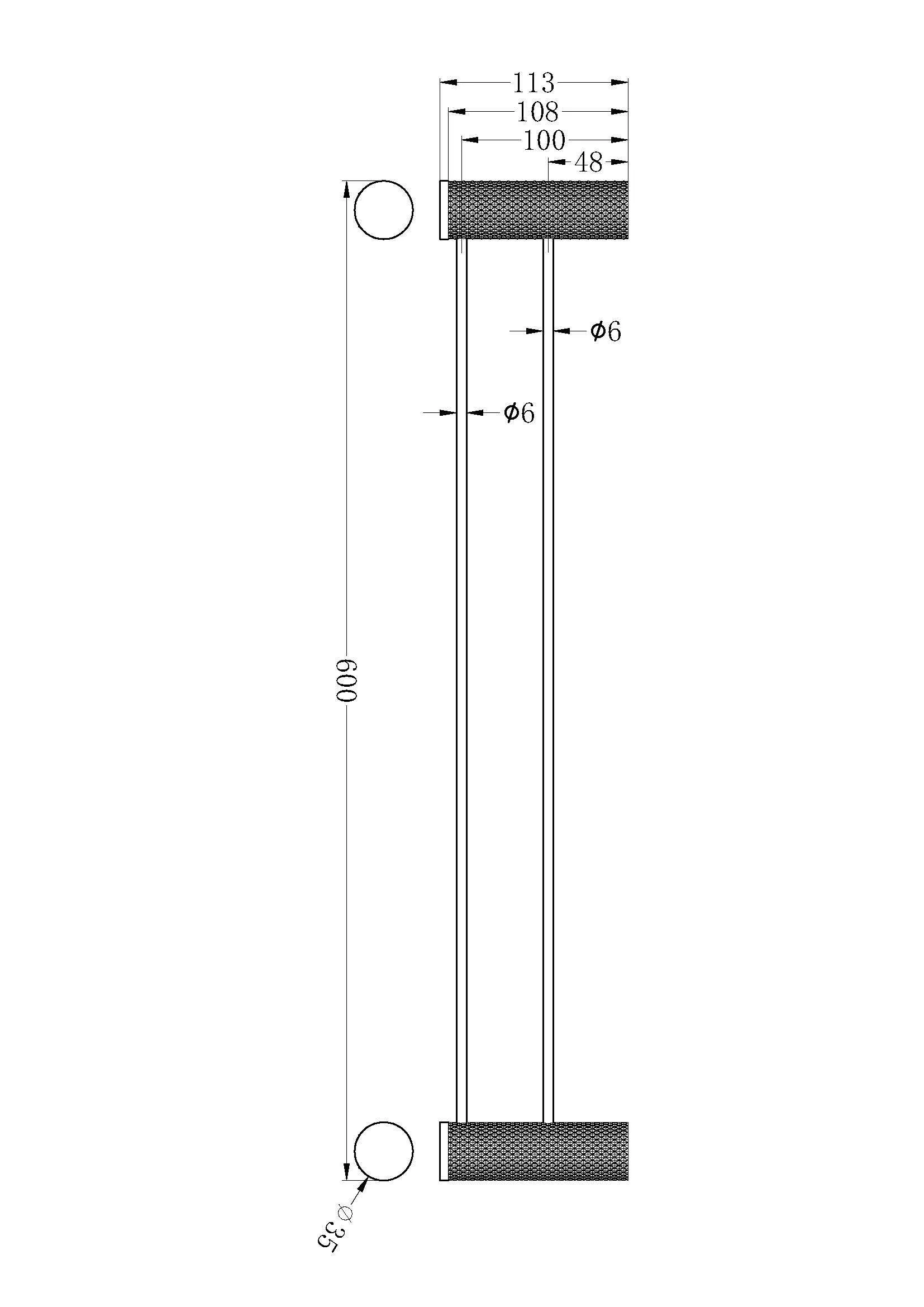 Opal Double Towel Rail 600mm Brushed Nickel 2524D-BN