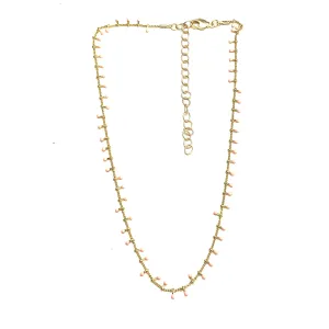 Peach Swiss Dot Gold Necklace