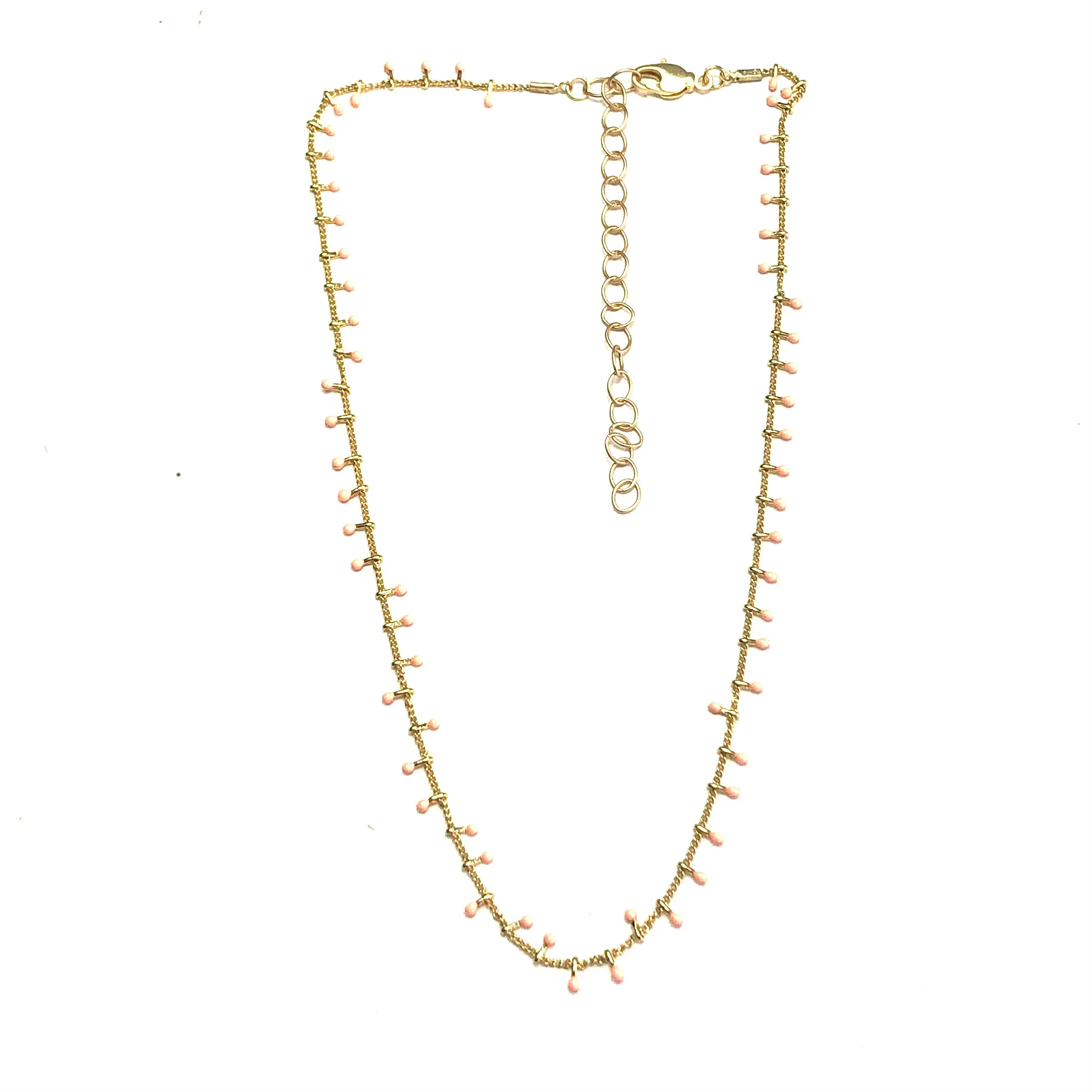 Peach Swiss Dot Gold Necklace