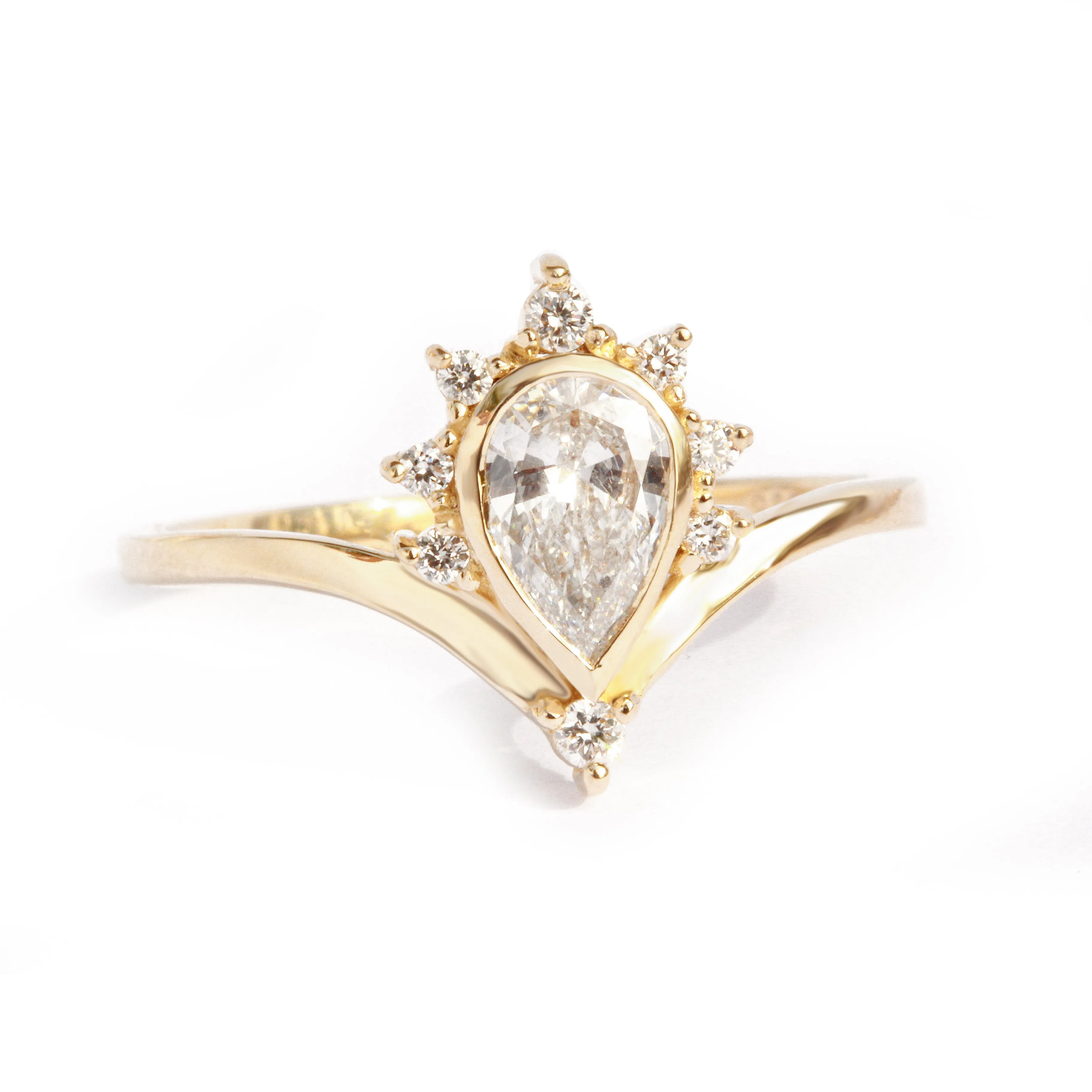 Pear Valentia Diamond Unique Chevron Engagement Ring