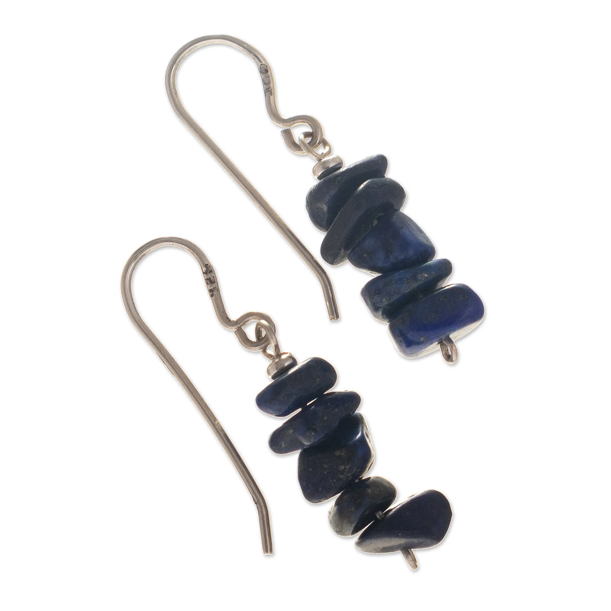 Peruvian Sterling Earrings with Lapis Lazuli  - Naturally Blue | NOVICA