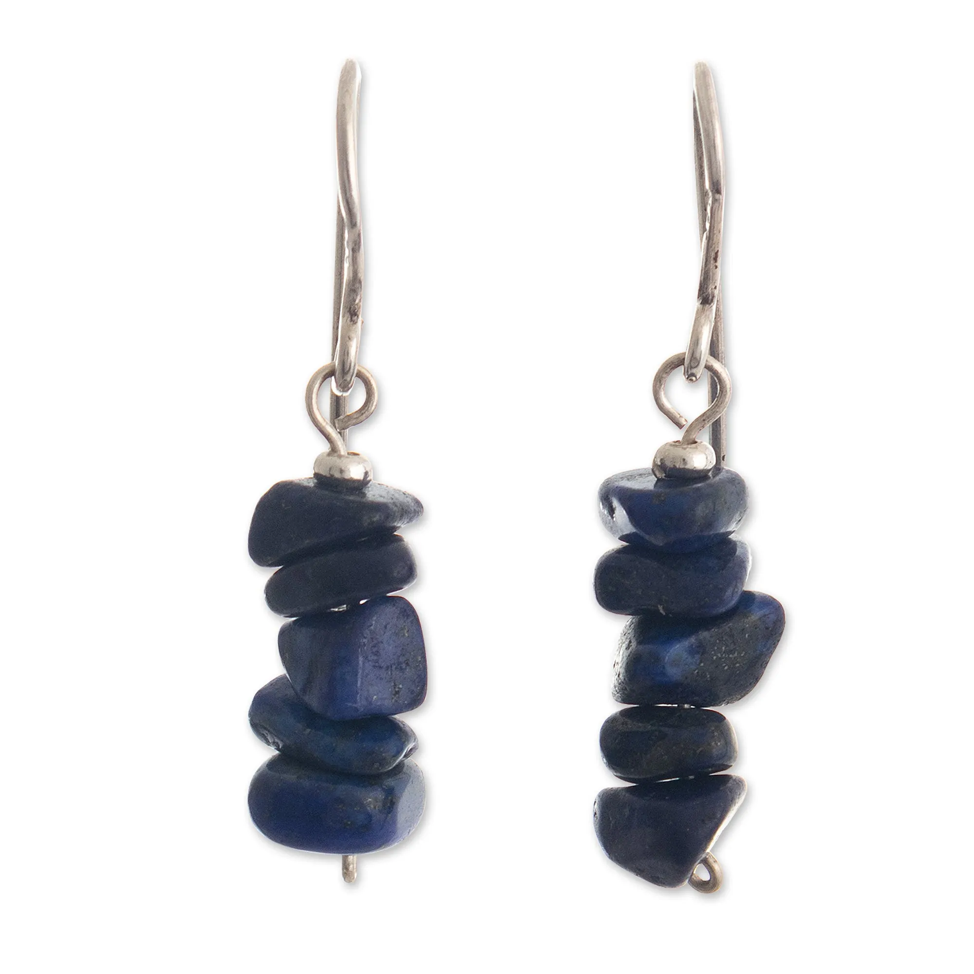 Peruvian Sterling Earrings with Lapis Lazuli  - Naturally Blue | NOVICA