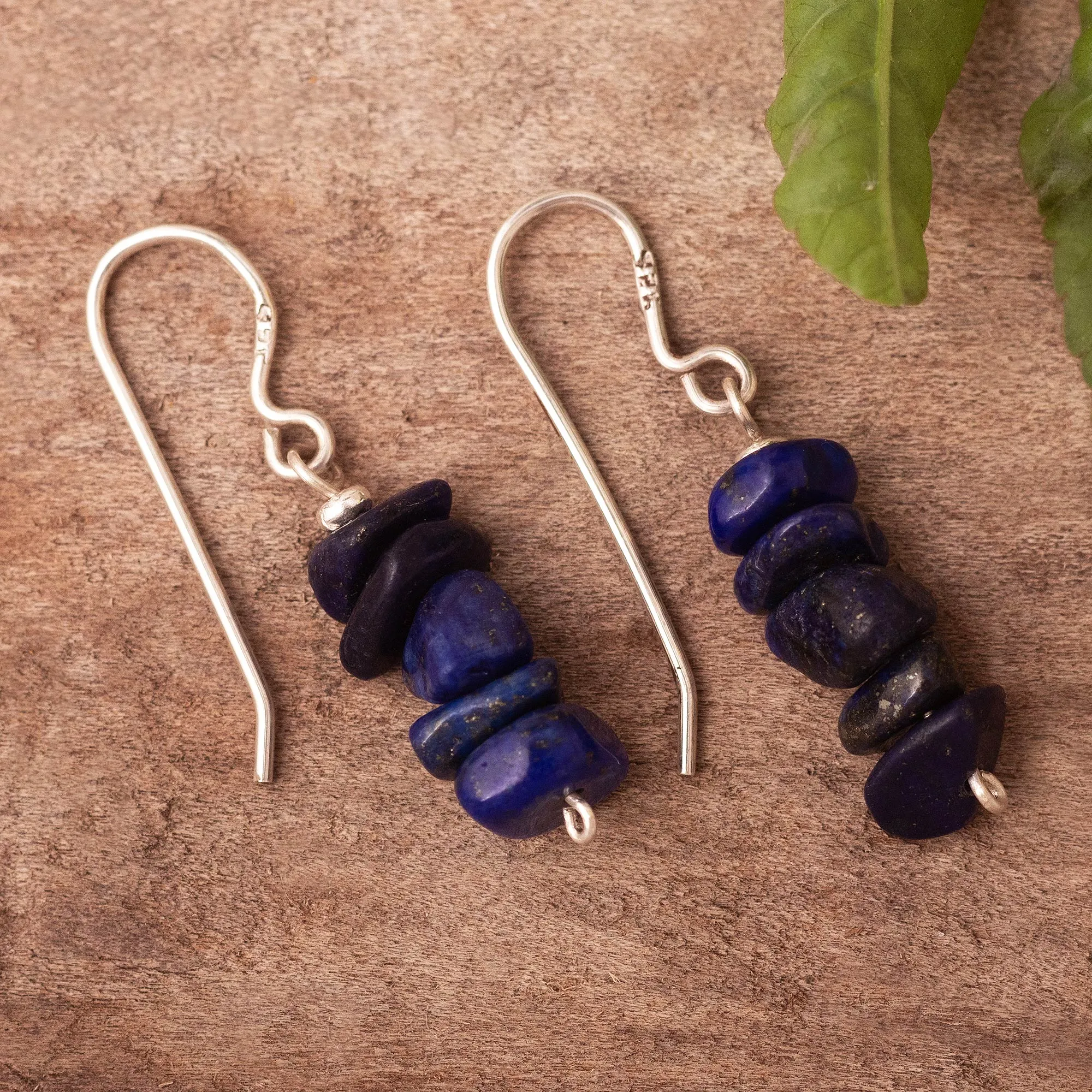 Peruvian Sterling Earrings with Lapis Lazuli  - Naturally Blue | NOVICA