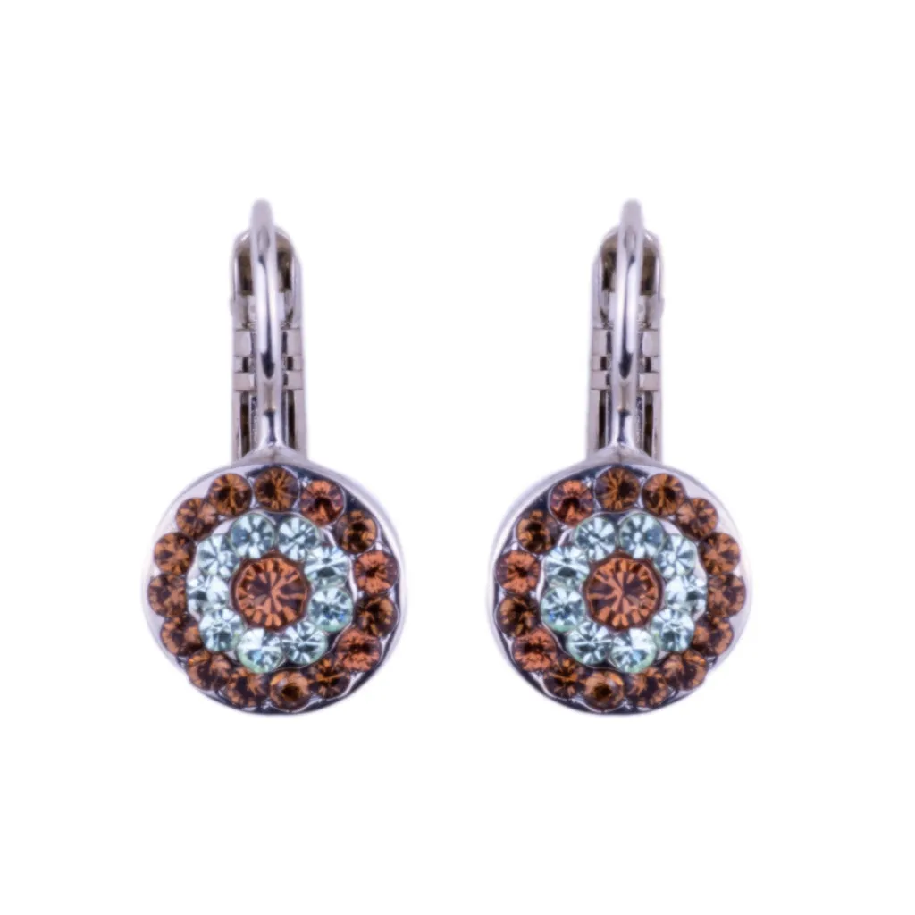 Petite Pavé Leverback Earrings in "Terra" - Rhodium