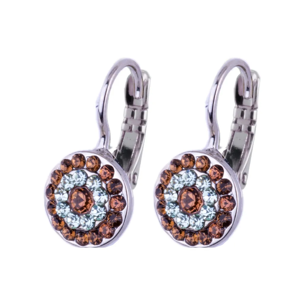 Petite Pavé Leverback Earrings in "Terra" - Rhodium