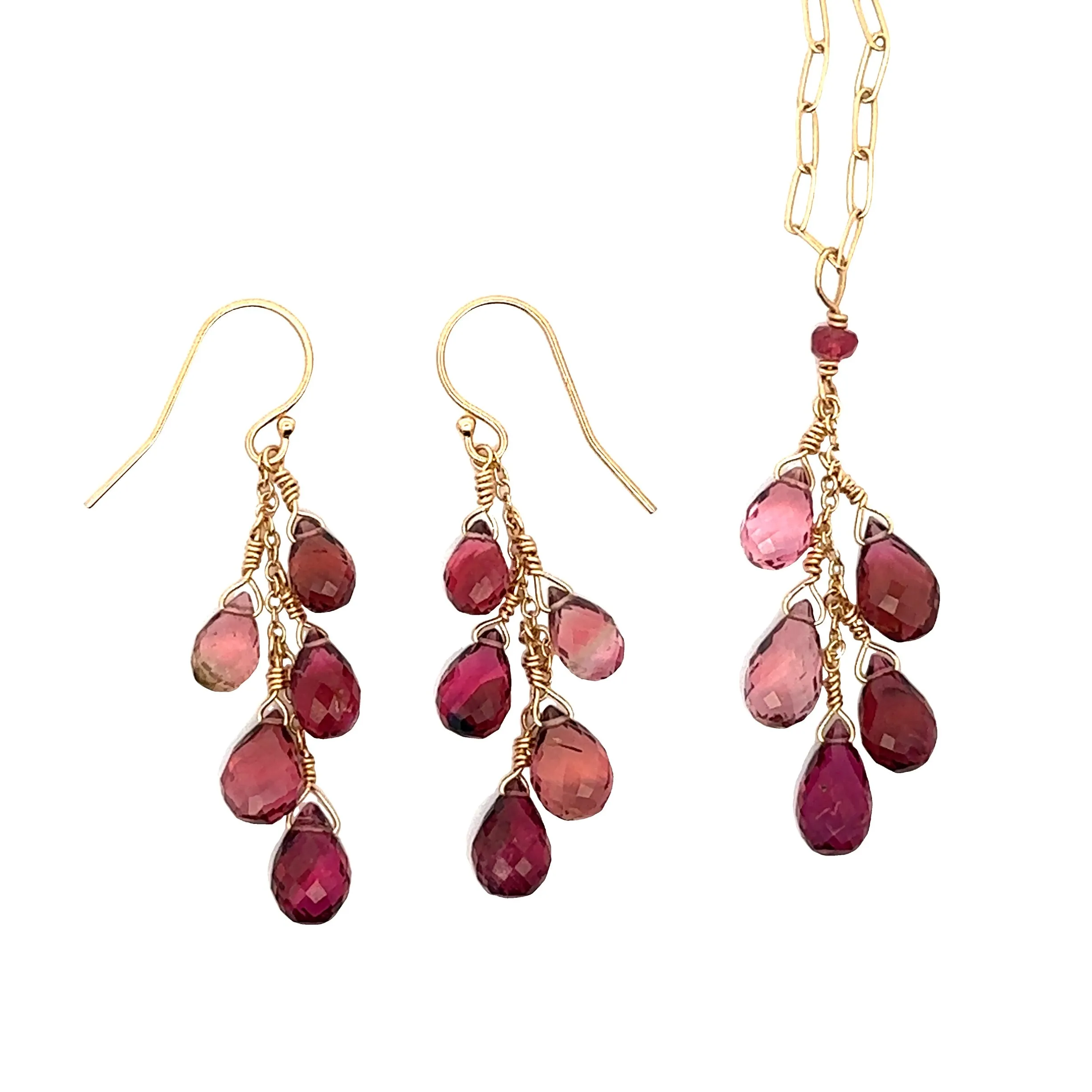 Pink Tourmaline Cascade Earrings