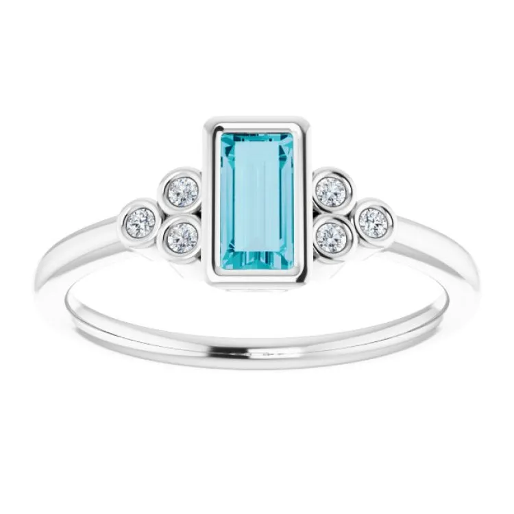 Platinum Natural London Blue Topaz & .06 CTW Natural Diamond Ring