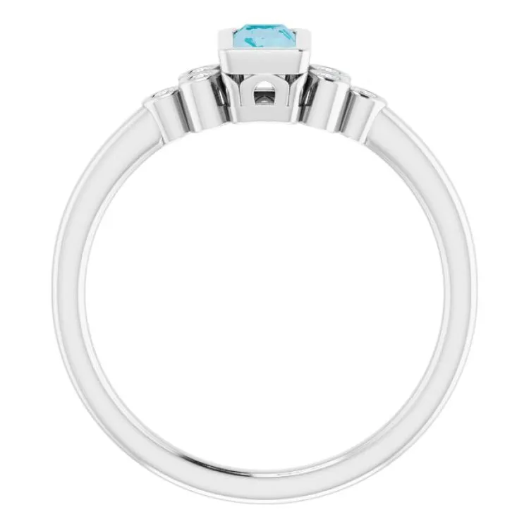 Platinum Natural London Blue Topaz & .06 CTW Natural Diamond Ring