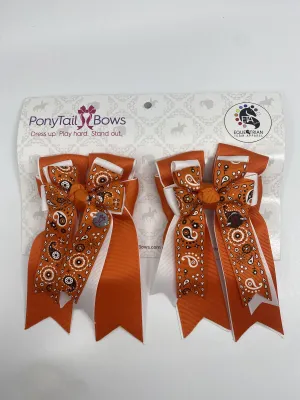 PonyTail Bows- Orange Bandana