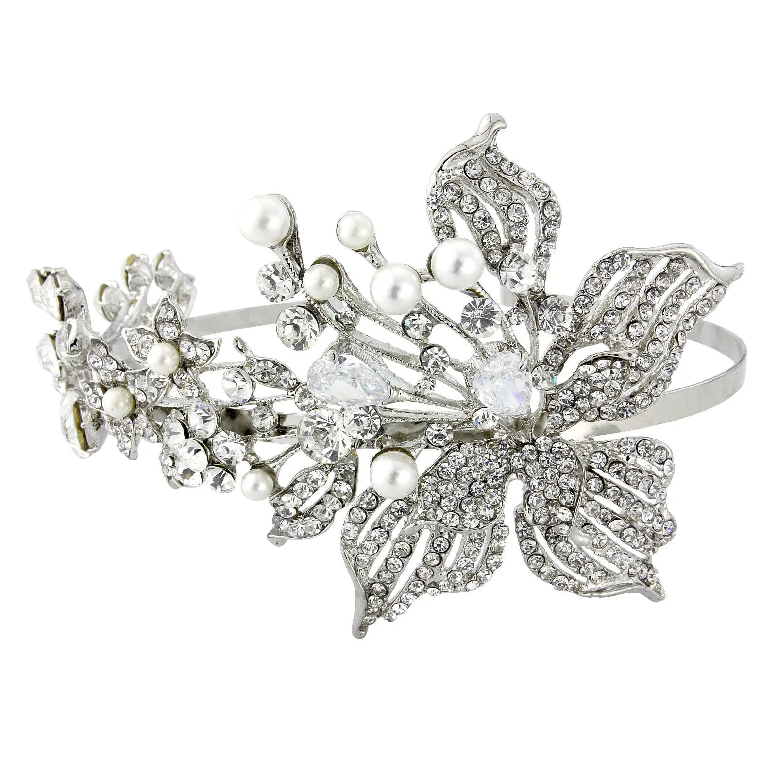 Portia Crystal & Pearl Flower Headband