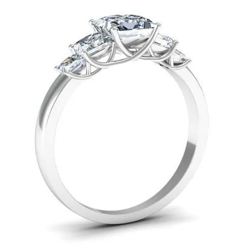 Princess Five Stone Engagement Ring with Trellis Setting